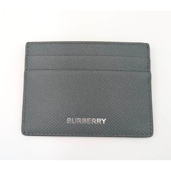 Burberry Sandon Card Case Wallet Embossed Logo Leather Storm Grey - Picture 1 of 8